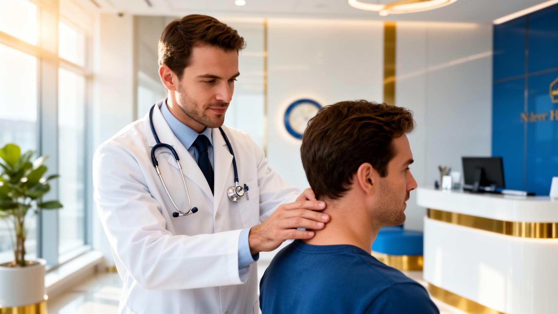Doctor examining a patient at CMS Pain Rehab in Sandy Springs